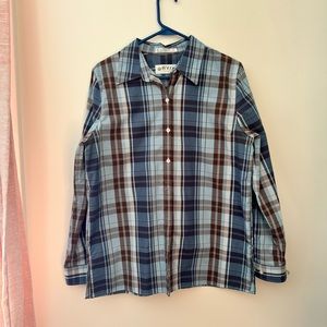 Orvis Button Down Size 12 Blue Plaid Button Down